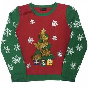 Allison/Brittney Christmas Tree Jingle Bells Ugly Christmas Sweater Size XL